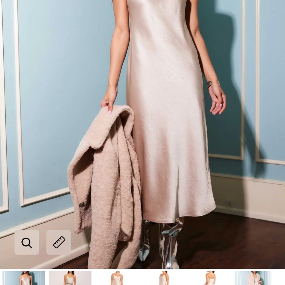 New Fifteen Twenty Bias MIDI Dress in color Almond. - Picture 2 of 14